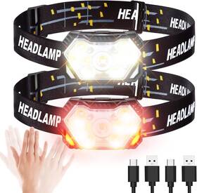 Gpando 445014334315 2500 Lumen Led Headlamp - Rechargeable Head Light With Red Sensor For Runn