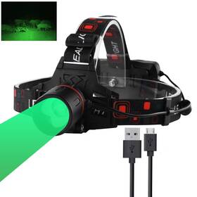 Gtus-b2green Gracetop Green Led Headlamp Rechargeable Greenlight Zoomable Flashlight Ha