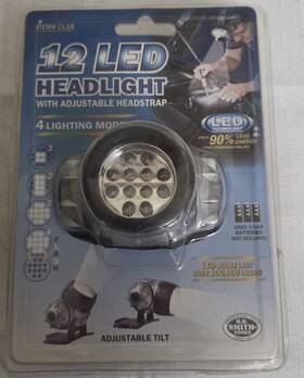 Cl18 H.b. Smith Tools 12 Led Headlamp Adjustable Headstrap Tilt 4 Modes