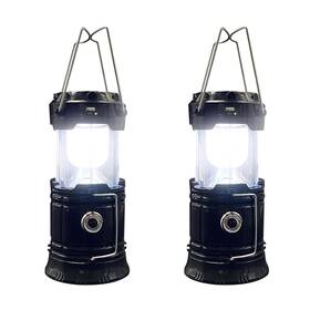 H&e 810079583287 2 Pack Portable Led Camping Lanterns Lightweight Waterproof Solar Usb Rechargea