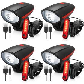 Te-hanaive-1734 Hanaive 4 Sets Bright Led Bike Light Set Usb Rechargeable Bicycle F... Fast Ship