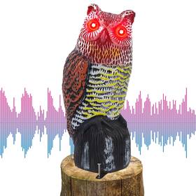 Hausse 669818893404 Solar Fake Horned Owl Statue Powered Halloween Motion Activated