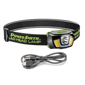 Head Lamp Led Rechargeable Weatherproof Charging Cable 250 Lumen Plastic Black