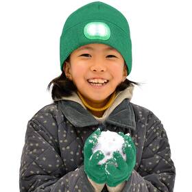Head Lightz 850035046272 Headlightz By Roq Innovation Kids Beanie With Light And Glove Set Unisex Led Beani