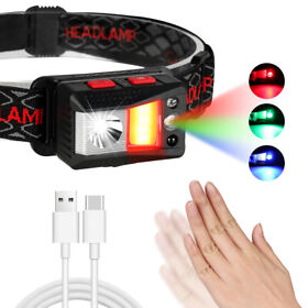 Gy10 Headlamp Cob Led Headlight Usb Rechargeable 9mode White Green Red Light Lamp