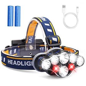 Headlamp Headlight 13000 Lumen 8 Led Modes Usb Rechargeable Waterproof Flashli