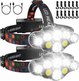 8t-bk Headlamp Rechargeable Lampara De Cabeza Recargable Led Impermeable Linterna Frontal Pesca Camping 8mod