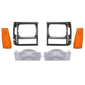 Mo-4732 Hecasa Headlight Bezels And Turn Signal Side Marker Light Pair Compatible Wit