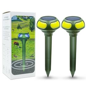 Sk622 Heco Armor 2 Pcs Ultrasonic Mole Repellent 4 Modes Solar Powered Outdoo