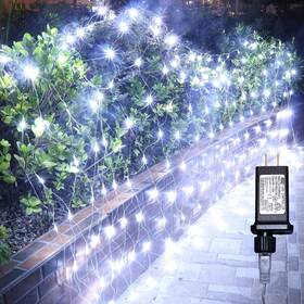 Bd-200-n-w Hekation Net Mesh Waterproof String Lights 200 Light Bulbs 8 Lighting Modes For Ind
