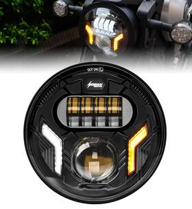 Ht00002 Hengtuaoto 5.75 Inch Motorcycle Headlight Hi/low Beam White Drl Amber Turn Signal Light