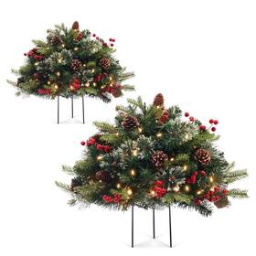 Hibean Hb-ct001 Outdoor Prelit Christmas Tree Urn Filler 2 Set Battery Operated Pre-l
