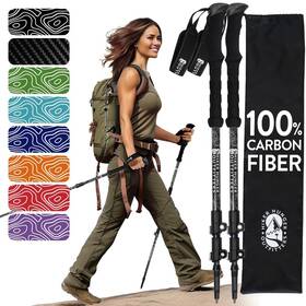 Hiker Hunger Outfitters 850035755600 100% Carbon Fiber Trekking Poles By Usa Brand - Ultra Strong Lightweight Coll
