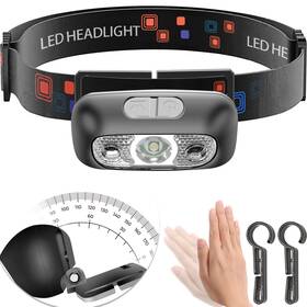 Hiliyot 728608174991 Headlamp Usb-c Rechargeable 90-degree Adjustable Flashlight With Motion Sens
