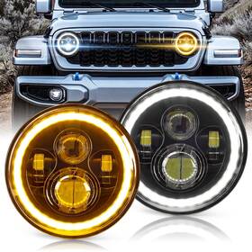 Hg-jp7i01 Hillsking 7inch Led Headlights Round Super Bright H6024 Halo Used For Jeep W