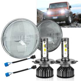 Hmcyci Us2304006 Us1903016 1 Pair 7 Inch Led Crystal Clear Glass Metal Headlight 4000 Lumens 6000k H4 Li