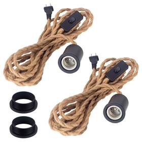 5217.3 Hovnuyee Pendant Light With Plug In Cord Hanging Vintage Hemp Rope Swag Lamp Kit Twist