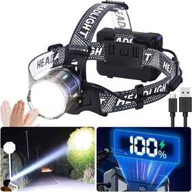 Hoxida 791296532008 Headlamps 20000 High Lumens Rechargeable For Adult - 1500 Long Beam Headlamp