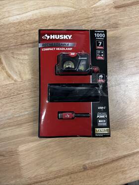Husky 820909913085 1000 Lumens Dual Power Compact Rechargeable Headlamp