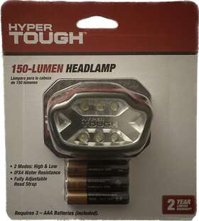 3-aaa Hyper Tough 20885 150-lumen Led Headlamp 2 Modes High-low Ipx4 Water Resistance