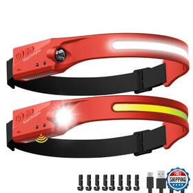 B0fkng9y92 Hyperdolphin Rechargeable Led Headlamp 2-pack Red 350lm Usb-c Waterproof 230 Wide Beam