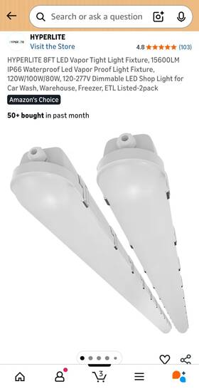 Bt02 Hyperlite 8ft Led Vapor Tight Light Fixture 15600lm Ip66 Waterproof