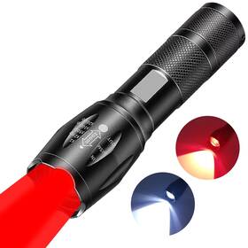 Sdt1485-5s-241227 Hyvczp Rechargeable 2 In 1 Red Flashlight Portable Waterproof Light