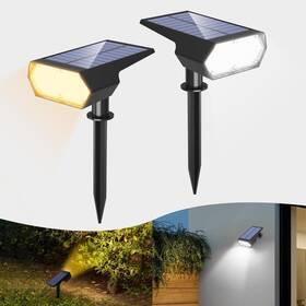 Hc-1m19 I-shunfa Solar Spot Lights Outdoor 2pack 4 Lighting Modes Cool White And Warm