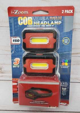 I-zoom 845181021501 Led Flash Light . With Head Strap. Cob Versa Beam Headlamp 2 Pack