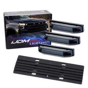 Ijdmtoy 35-706-smoked 3pc Super Bright Amber Full Led Center Grille Running/position Lights