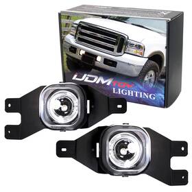 89-326-clear Ijdmtoy Projector Fog Lights With Led Halo Rings Compatible 1999-2004 Ford