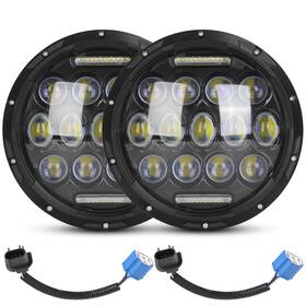 Imountek 730056001477 2pcs 7 Inch 75w Round Led Headlight 3500lm Halo Car Headlamp With Drl High Low Beam
