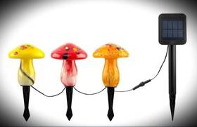 1806238 Infinity X1 Solar Glass Mushroom Landscape Accent Light Auto On/off 3 Pack