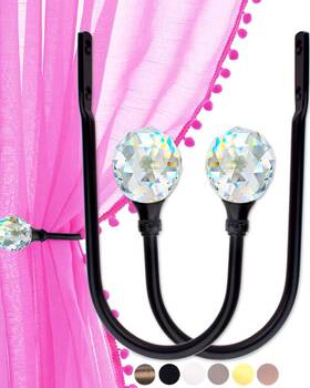 2343745388 Insstic Black Curtain Holdback Crystal Prisms - Decorative Tieback Hooks Wall
