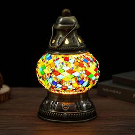 Lyd3110-12 Jaitaik Turkish Mosaic Lamp Handmade Moroccan Camping Light Rechargeable 1800mah Batt