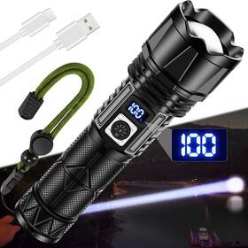 J100 Jay-park Rechargeable Led Flashlight 10000 Lumen Super Bright With Digital