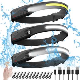 Jimejv 707995982495 Headlamp 3 Pack Rechargeable 230 Wide Beam Headlamps 5 Lighting Modes