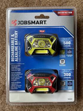 1365083 Jobsmart Rechargeable And Alkaline Battery Led Headlight Set 300 500 Lumens New