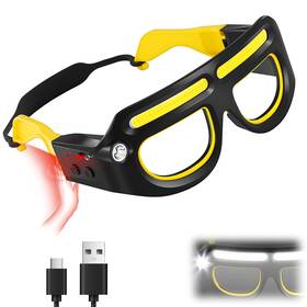 Jormix 8574965136523 Led Rechargeable Headlight Glasses With Motion Sensor And Touch Control 5 Modes
