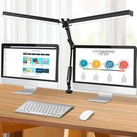 6749fab6-f27f-479e-b06f Jostic 6749fab6-f27f-479e-b06f- Led Desk Lamp With Clamp Super Bright Double Head Task Light 5 Color Modes