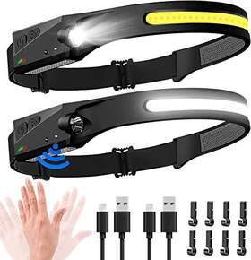 Joysand 743937031390 Headlamp Rechargeable 2-pack 230 Wide Beam Led Head Lamp With 8 Pack Helmet