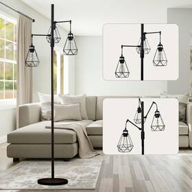 Juguo-003 Juguo 199284634824 69 Inch Industrial Tree Floor Lamp With Stepless Dimming - Adjustable Cage Shades