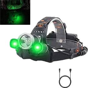 Junchi 797034314035 Usb Rechargeable Green Light Headlamp 200000 Lumens Brightest White And L