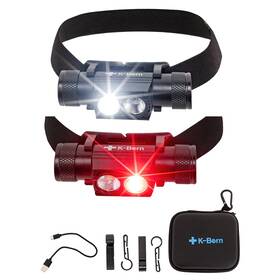 Kbhl-r7002-2600 K-bern Red And White Rechargeable Headlamp.1000 Lumen Ul Approved 2600 Mah Battery S