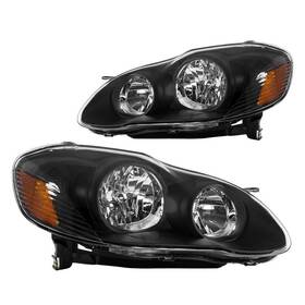 Lah442 Kac Headlight Assembly Compatible With 2003-2008 Corolla Amber Corner Blac