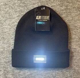 K26-blk Kbethos - K&b Trading Black Led Lighted Hunting Winter Cap Hat Beanie Nwt Night Running Bright