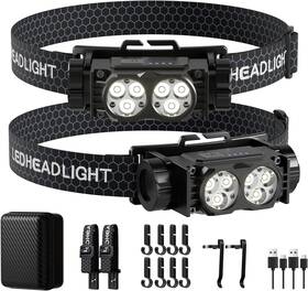4500l Keikuy 445052738755 Headlamp Rechargeable 2pcs Super Bright Light Led Head