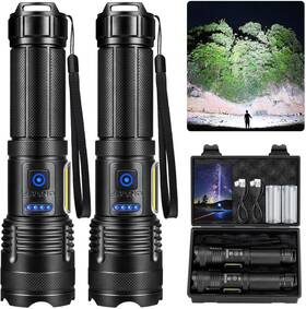 P121-cob-2p Kingcaesar Flashlights 90 000 High Lumen - 2 Pack Ultra Bright Rechargeable