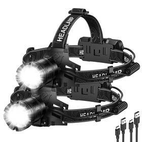 Kmivo K-n081-2p 2-pack Rechargeable Led Headlamps - 99 000 High Lumens Super Bright Head Ligh