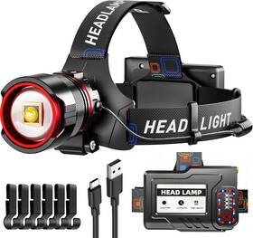 Knibo 711181762570 Rechargeable Led Headlamps 1900lm Bright Headlamp With Motion Sensor And Zoomable